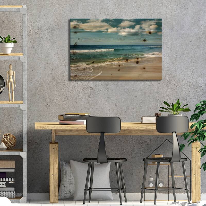 Majestic Waves Print On Wood by Nan - Multi-Color