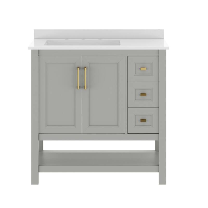 Bathroom Vanity with Sink, Open Storage, and Storage Drawers