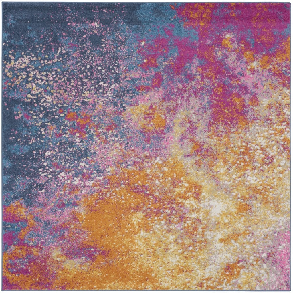 Roni Power Loomed Geometric Abstract Area Rug By HomeRoots - 8' Square