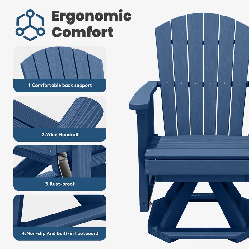 HDPE Adirondack Swivel Glider, Outdoor Patio Chair