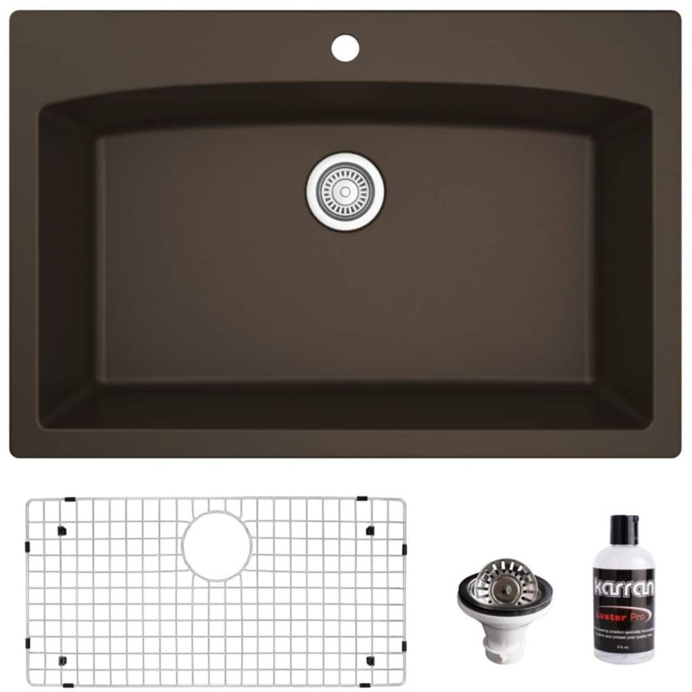 Karran USA QT-712-PK1 Quartz QT 33" Drop In Single Basin Quartz