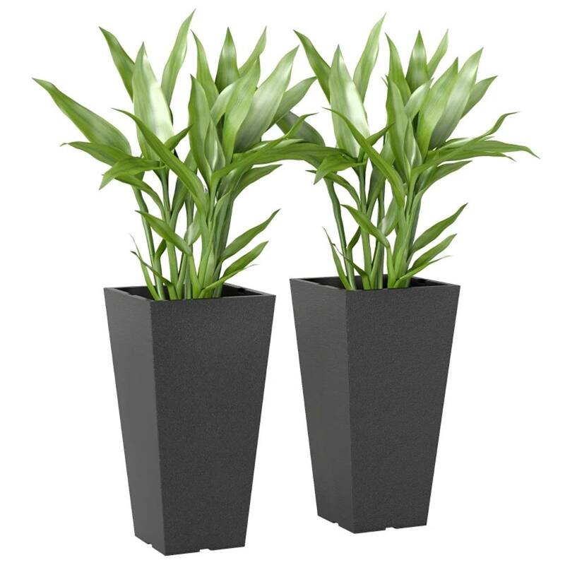 Plant Flowerpot, Set Of 2 Plastic Flowerpots, Black Flowerpot, suitable For Balcony, Courtyard
