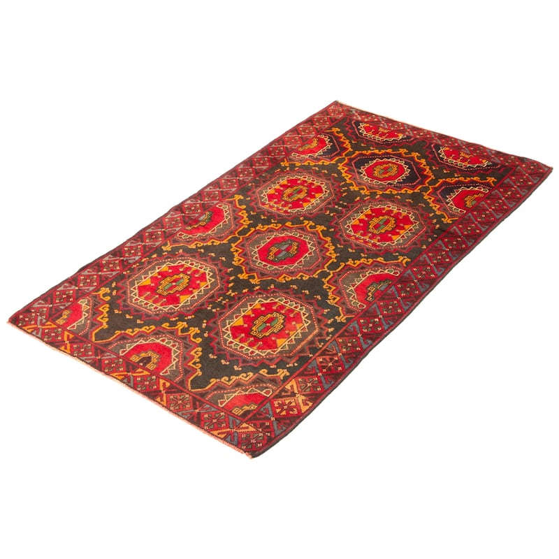 ECARPETGALLERY Hand-knotted Baluch Black Wool Rug - 3'6 x 6'6