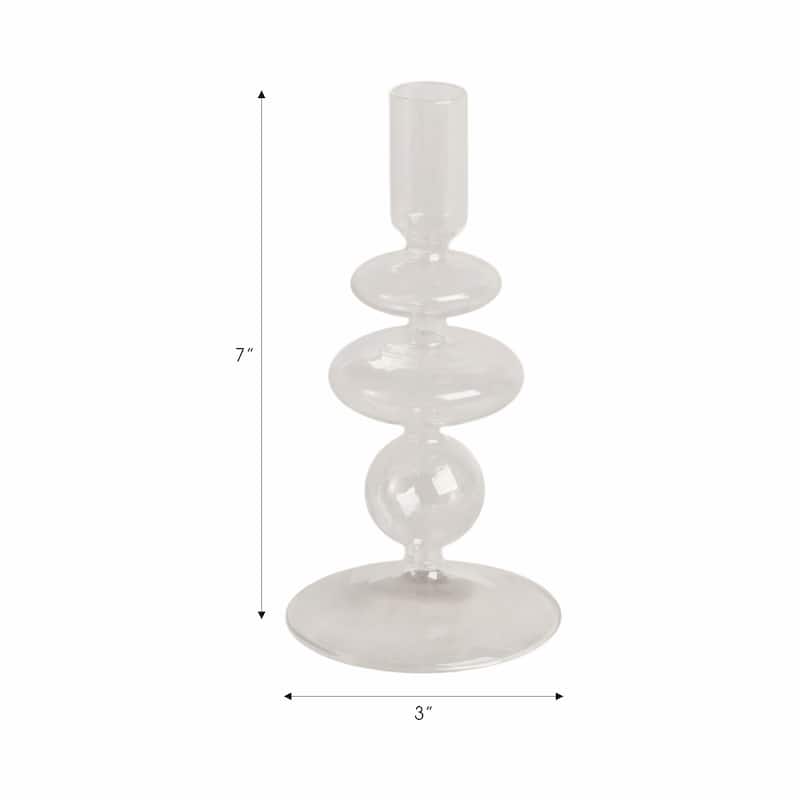 Sculptural Glass Candle Holder with Rounded Accent Base - Modern Tabletop Candle Holder for Any Room