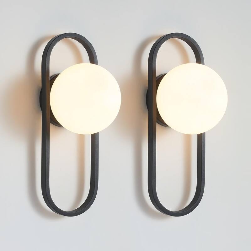 2 pack fixture light black wall light glass, metal bedroom light