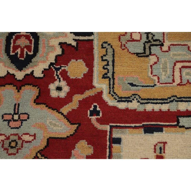 Hand Knotted Oriental 100% Wool Carpet Traditional Medallion Beige & Ivories Heriz (serapi) Area Rug - 10' 0'' X 8' 1''