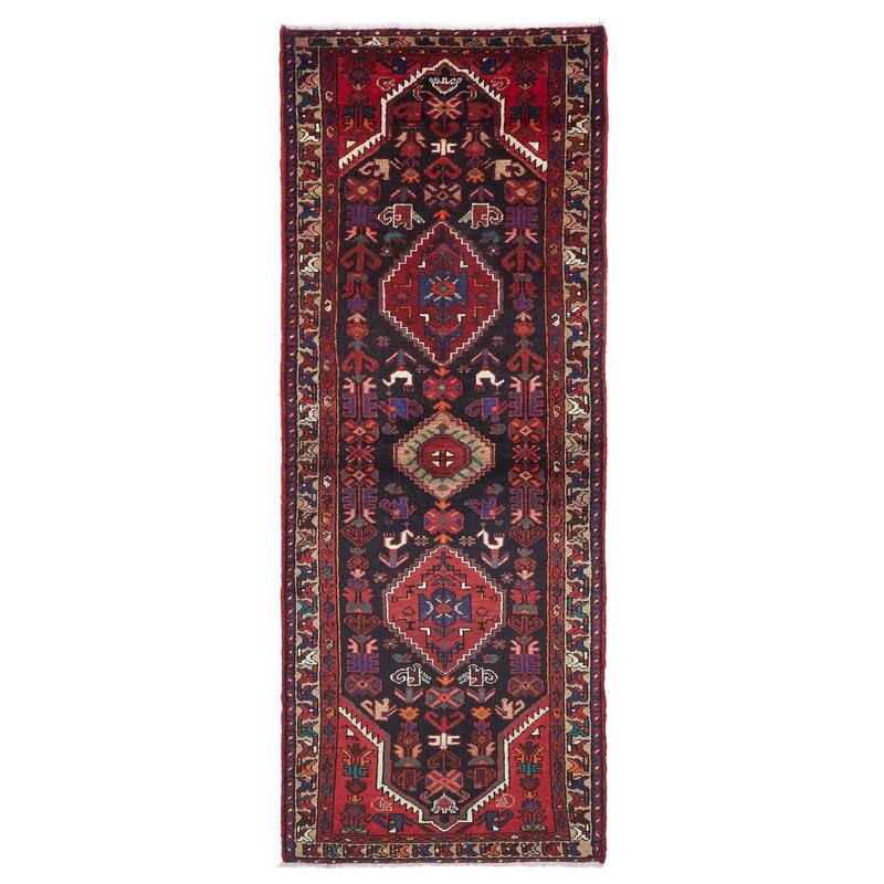ECARPETGALLERY Hand-knotted Anadol Dark Navy Wool Rug - 3'5 x 9'1