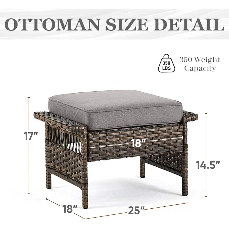 Patio Sofa with Club Chairs, Ottomans, Table