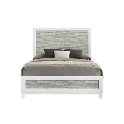 King Size Wood Contemporary Panel Bed with Two-Tone Finish