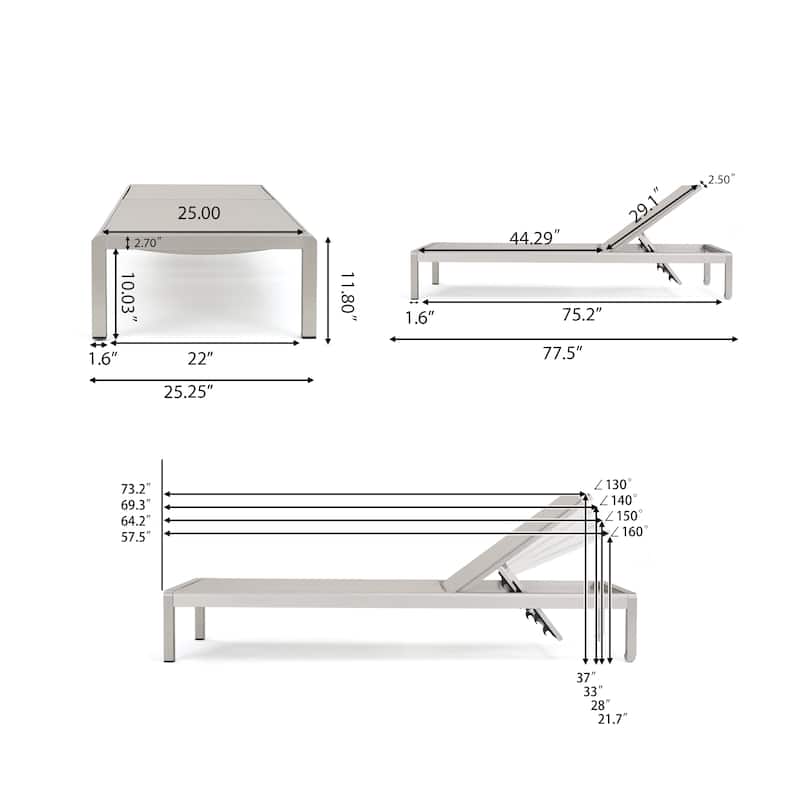 Cape Coral Outdoor Aluminum Adjustable Chaise Lounge by Christopher Knight Home
