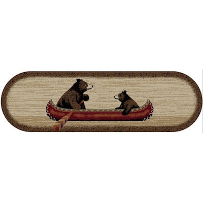 Cozy Cabin Bear Canoe Tread Non Skid Lodge Stair Treads 9"x30"