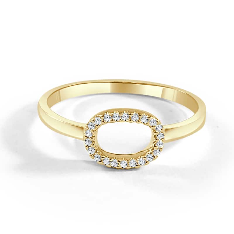 Joelle Collection Diamond Initial Ring for Her 14k Yellow Gold 1/10 ct TDW Women's Ring