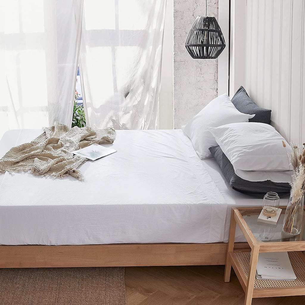 Terra é Pais - Stonewash 100% Cotton Sheet Set - White