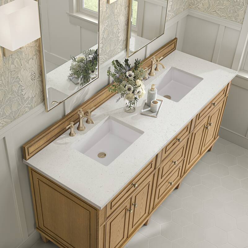 James Martin Vanities Lorelai 72" Double Vanity, Light Natural Oak - Lime Delight.