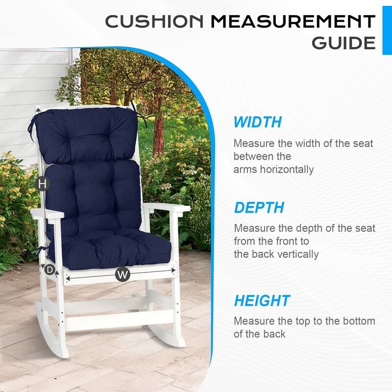 Aoodor Outdoor 45"x 22" x5" Tufted High Back Cushions Patio Replacement Chair Cushion with Ties, Set of 2 - 45" x 22" x 5"