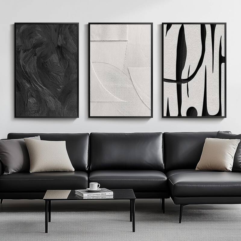 Minimalist Black White Abstract Pictures - 24 x 36