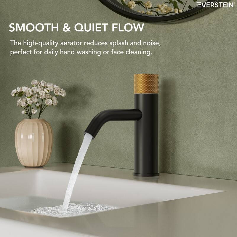 Modern 1-Handle Single Hole Bathroom Faucet with Anti-Slip Handle