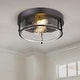 preview thumbnail 11 of 11, 2-Light Farmhouse Flush Mount Ceiling Lights with Seeded Glass