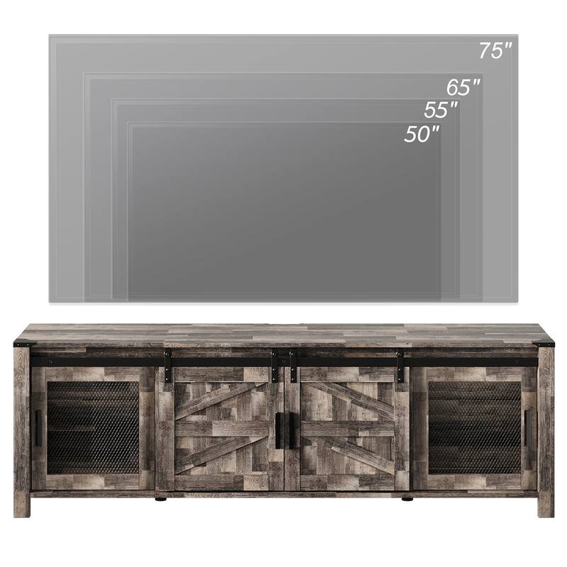 Sliding Barn Door TV Stand Cabinet, Entertainment Center for 75" TV