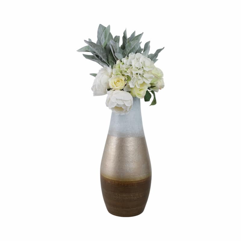 Glass Vase in Boho Style with Tapered Neck and Textured Finish
