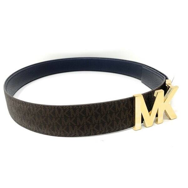 Shop Michael Kors Women S 38mm Reversible Pebble To Logo Belt On Mk Plaque Buckle On Sale Overstock 30427711
