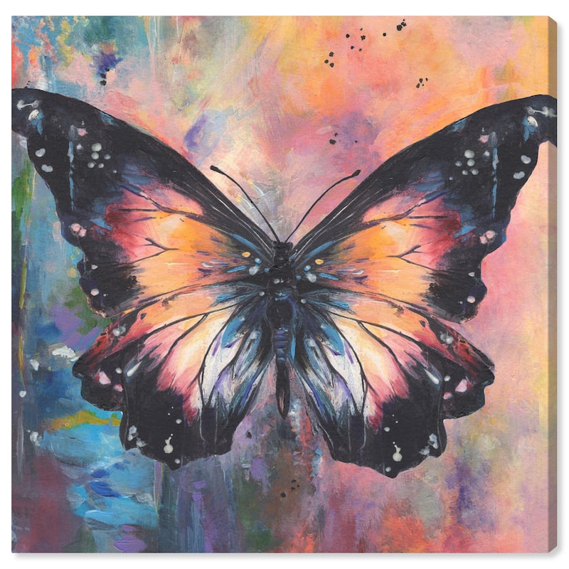 Wynwood Studio Canvas Animals Rainbow Butterfly Black and Modern & Contemporary Wall Art Canvas Print