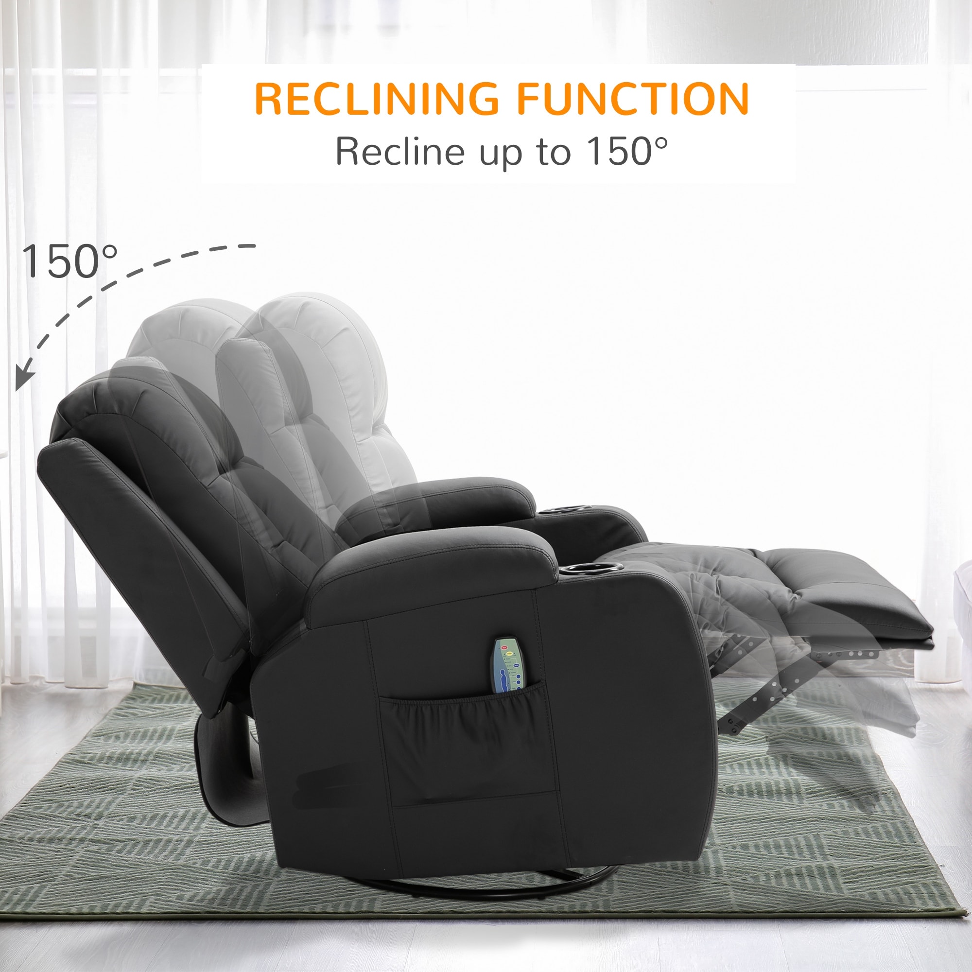 Homcom leather heated massage recliner outlet chair with remote