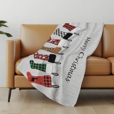 Premium Machine Washable ASB216 Merry Christmas Stockings Sherpa Throw Blanket
