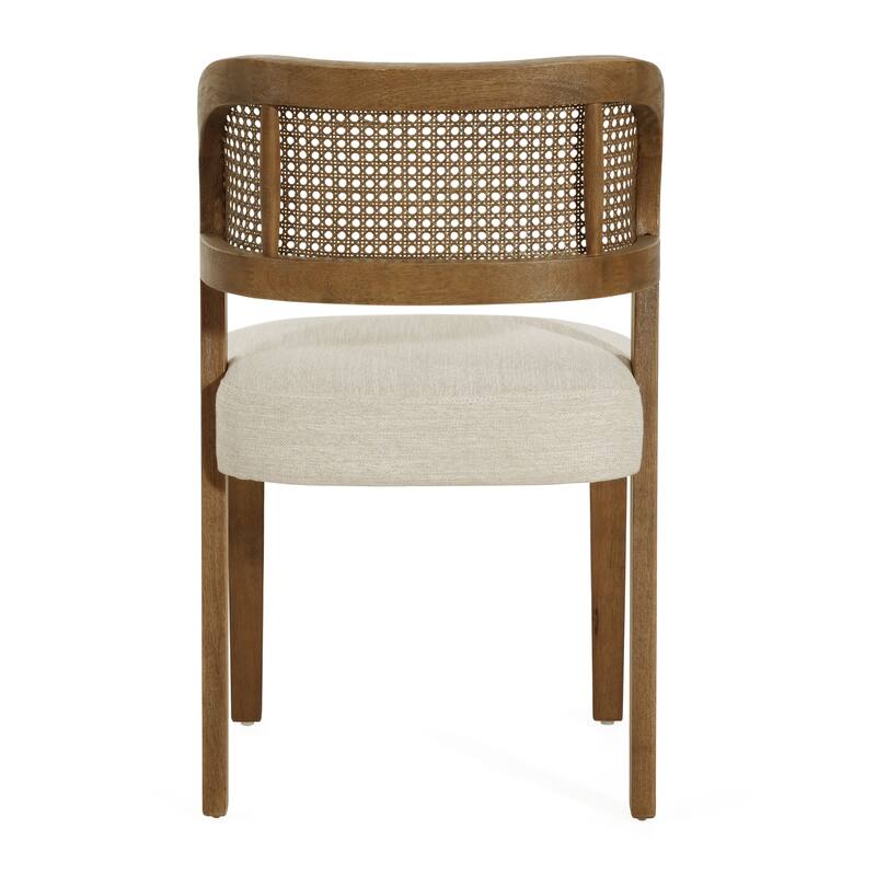 Christopher Knight Home - Minimalist 19.25"W Wood Dining Chairs Set with Hand-Woven Curved Backrest & Upholstered Seat