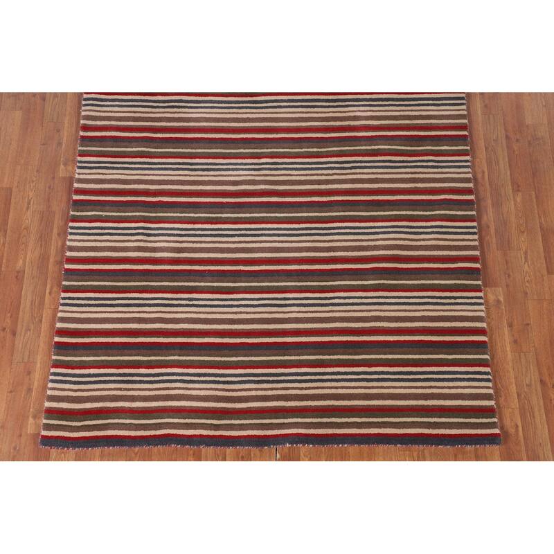 Multi-Color Striped Gabbeh Oriental Area Rug Handmade Wool Carpet - 5'1"x 8'4"