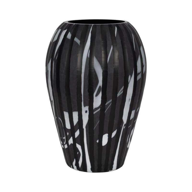Glass Small Curved Tapered Decorative Vase - Black