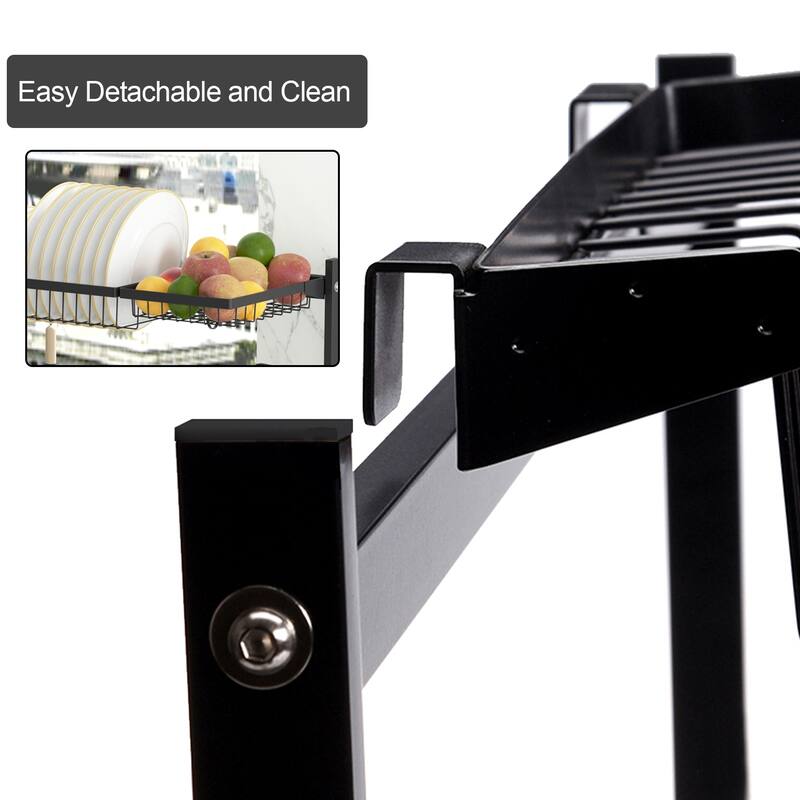 Adjustable Large Dish Drying Rack Metal Over the Sink Storage Kitchen - 33.6x12.4x20.5 inch