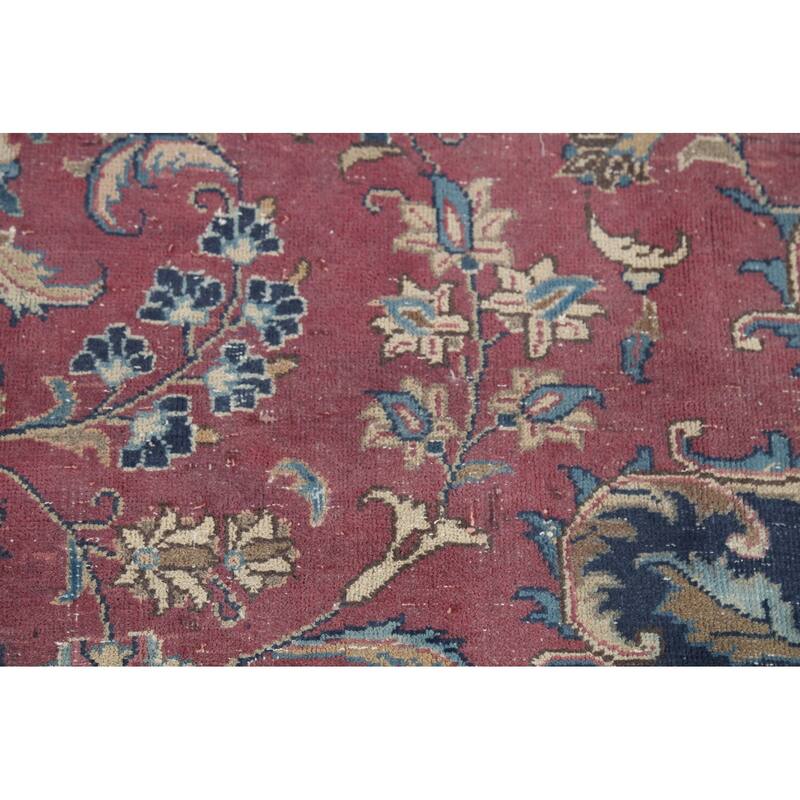 Distressed Traditional Mashad Persian Antiqu Rug Handmade Wool Carpet - 8'4"x 11'5"