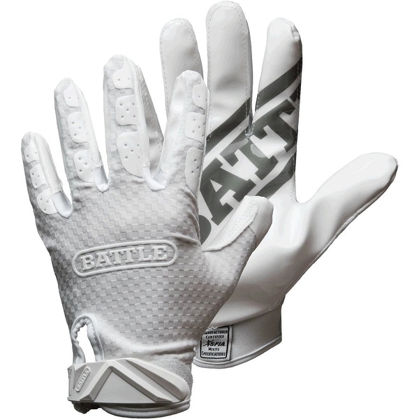 Battle Sports Science Triple Threat Adult Football Receiver Gloves - White. Opens flyout.