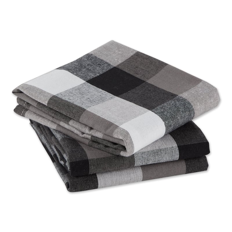 DII Tri Color Check Dishtowel (Set of 3) - Black