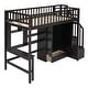 preview thumbnail 22 of 37, Twin Size Loft Bed with Storage Stairs, Desk and Wardrobe， Combination Wood Children's Bed Frame with Bookshelf, Drawers