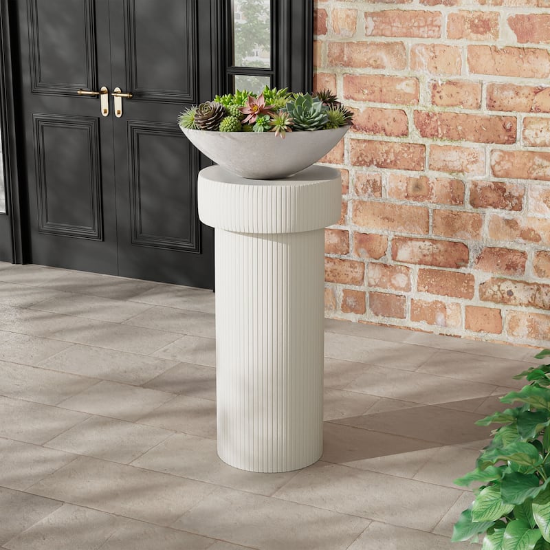 Christopher Knight Home- Carl MGO Outdoor Column Plant Stand - White