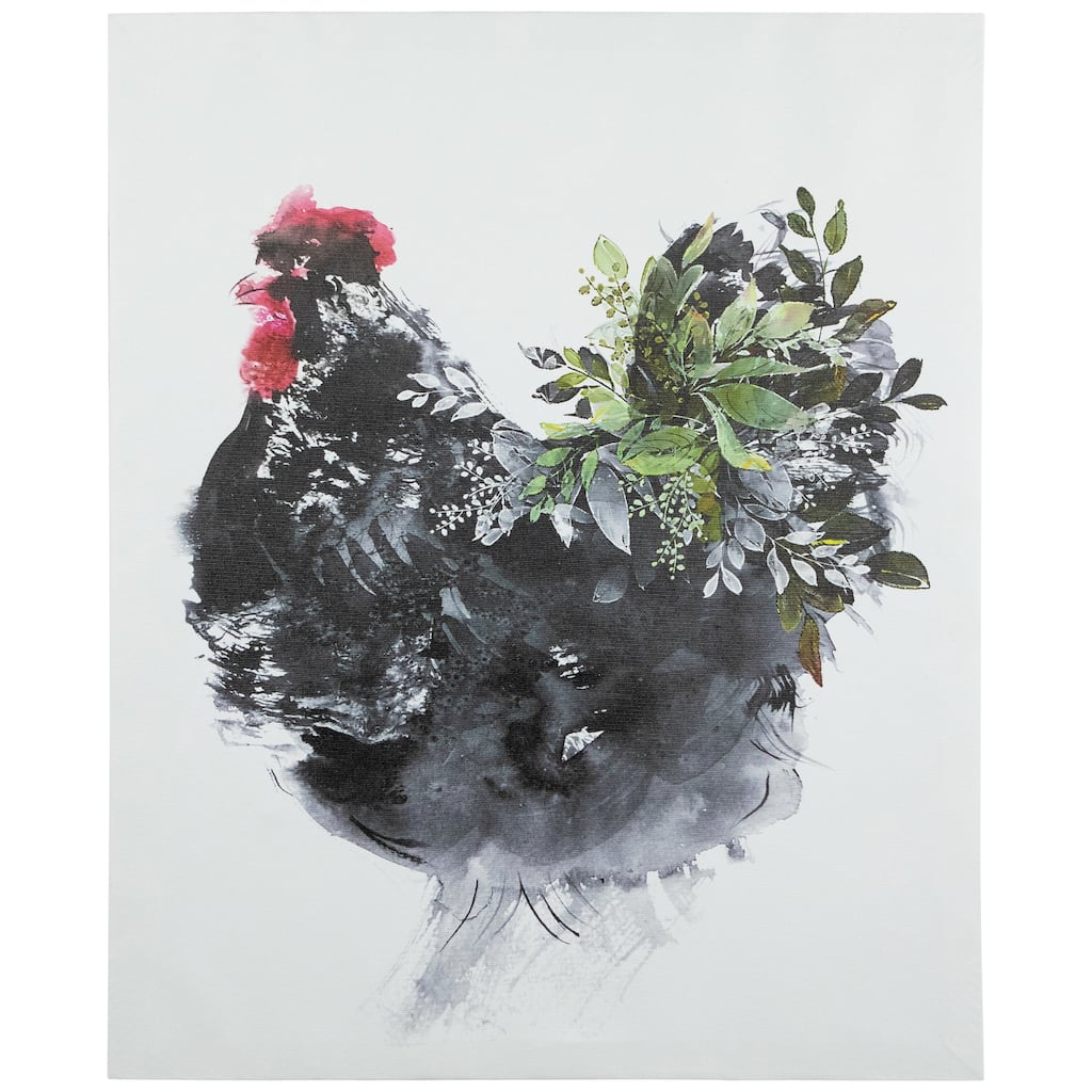 Rooster with Foliage Canvas Wall Art - 19.5" x 15.75" - 19.5" x 15.75"