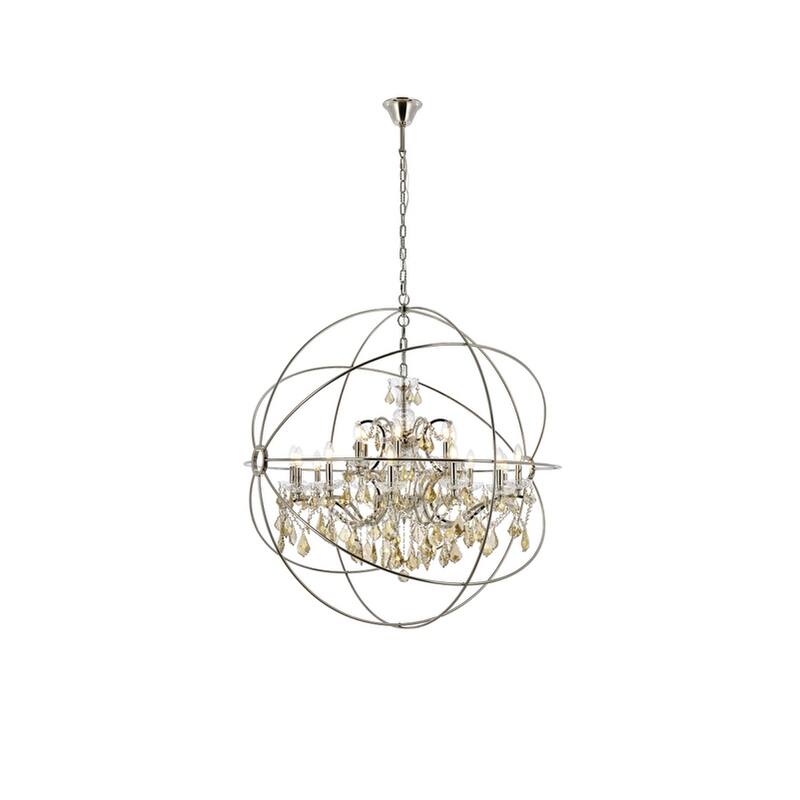 Royce Edge 18-Light Polished Nickel Chandelier - polished nickel (royal cut golden teak crystals)