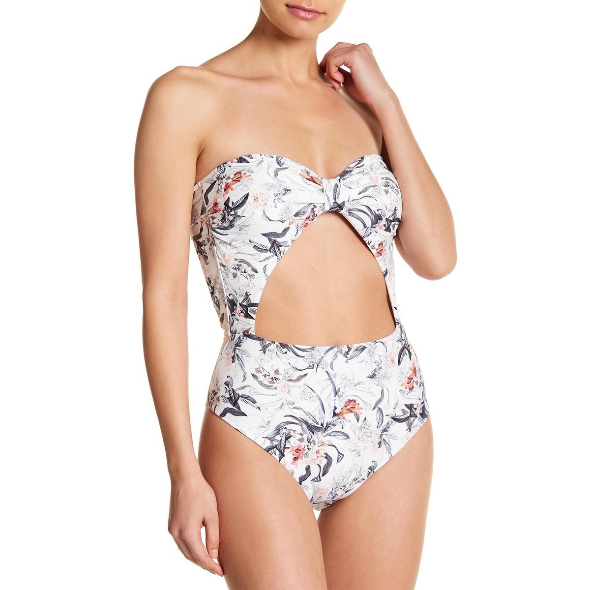 Shop Rachel Roy Womens Knotted Cutout One Piece Swimsuit Large