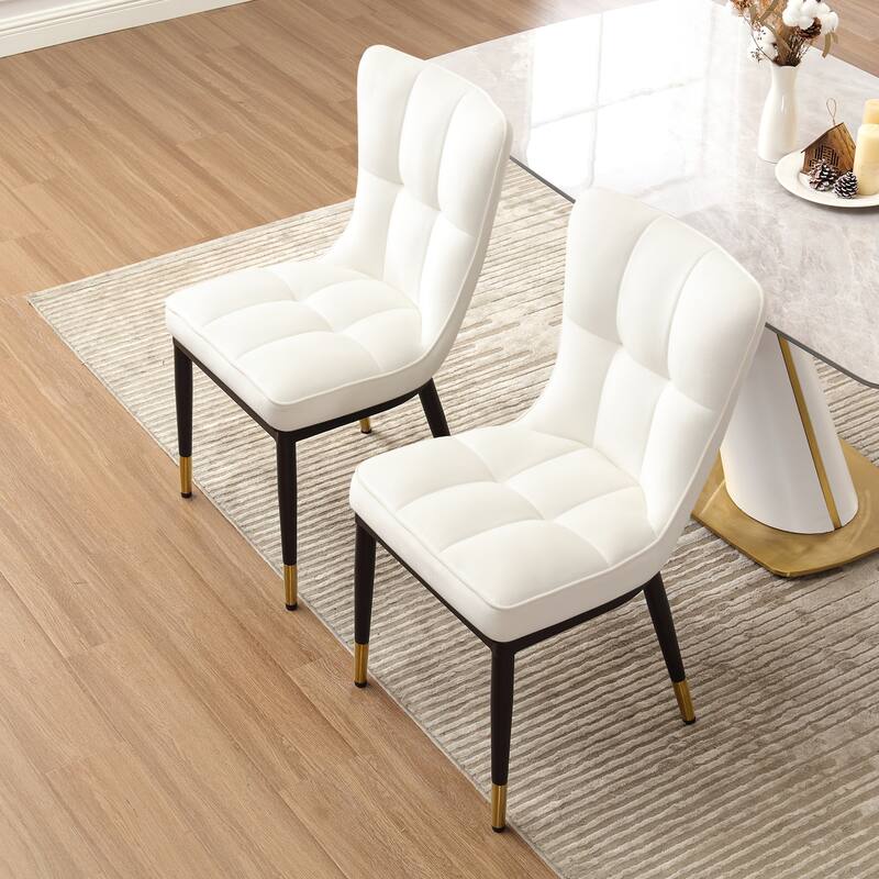 Velvet Upholstered Dining Chairs with Metal Legs, Set of 2/4 - 35.8"H x 18.9"W x 23.2"D