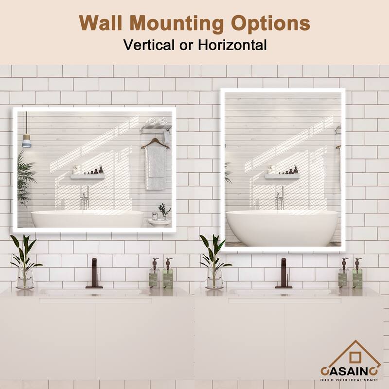 48 in. W x 36 in. H Large Rectangular Frameless LED Wall-Mounted Bathroom Vanity Mirror with Side Light-Emitting in Silver