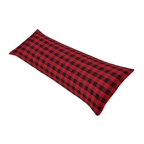 Woodland Buffalo Plaid Collection Body Pillow Case (Pillow Not Included) - Red and Black Rustic Country Lumberjack