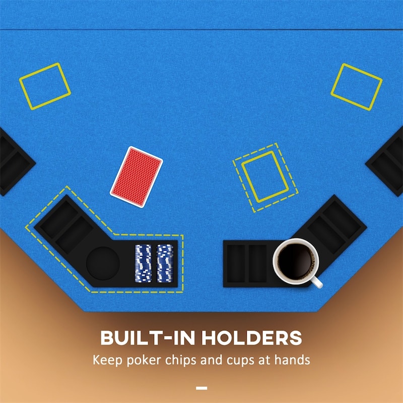 Poker Table Foldable,47" Octagon Casino Table,Texas Holdem Poker Table