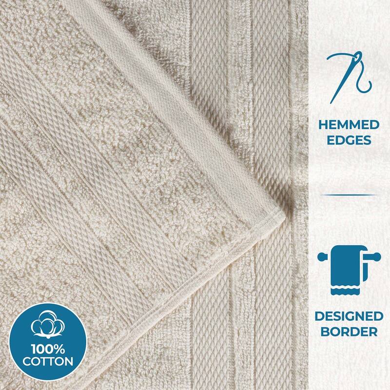 Superior Ultra-Soft Cotton Solid Medium Weight Bath Towel Set of 2