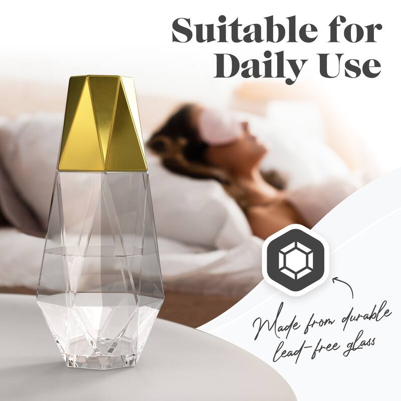 Fifth Avenue Crystal Geometric Glass Water Carafe and Tumbler - 37 Oz