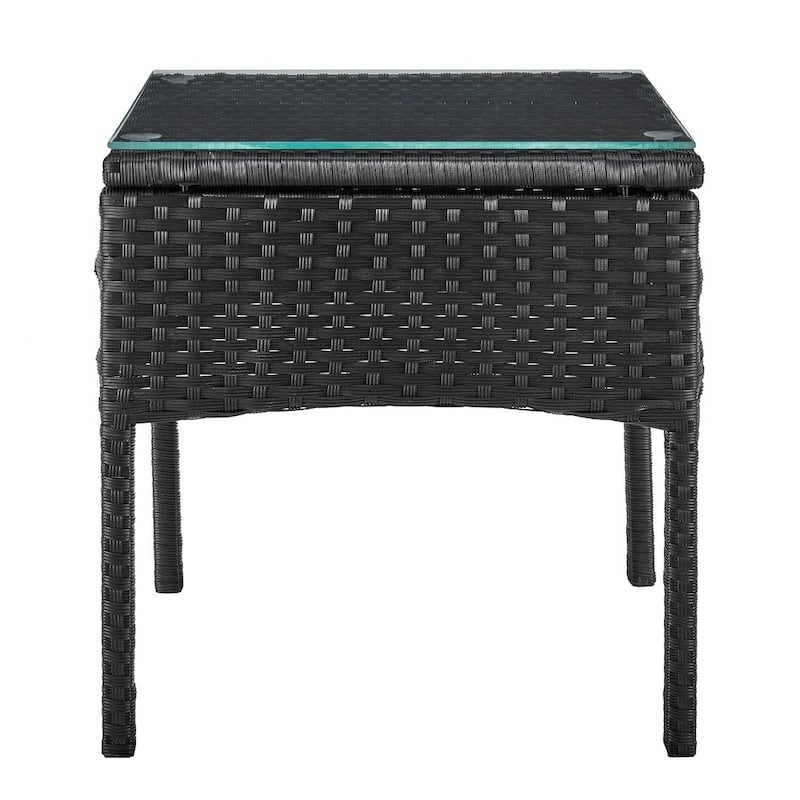 Manhattan Comfort Noli Steel Rattan 3-Piece Patio Conversation Set with Cushions