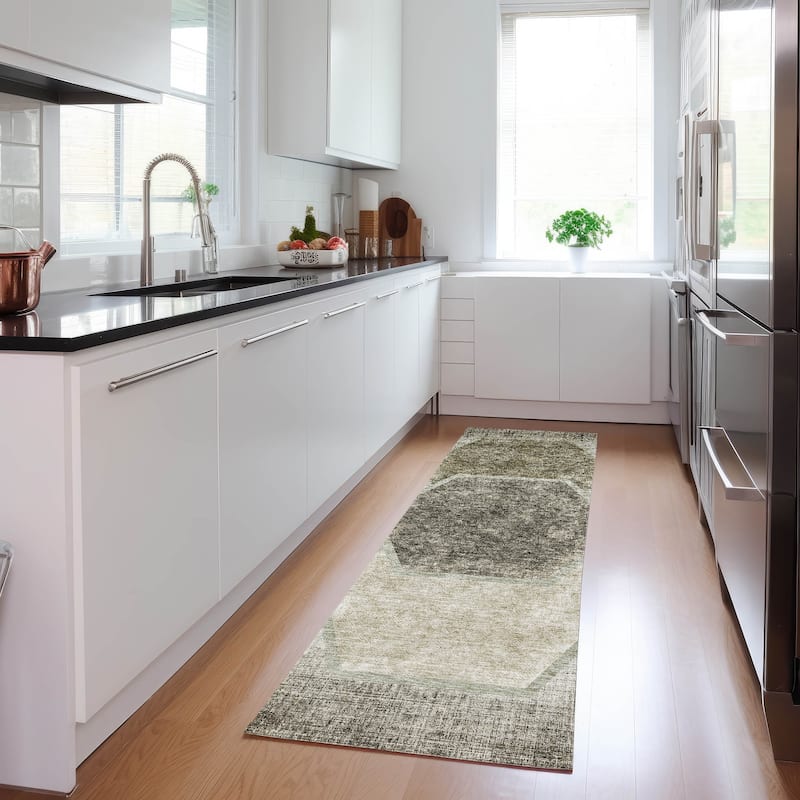 Machine Washable Indoor/ Outdoor Chantille Modern Boho Rug - Taupe - 2'3" x 7'6"