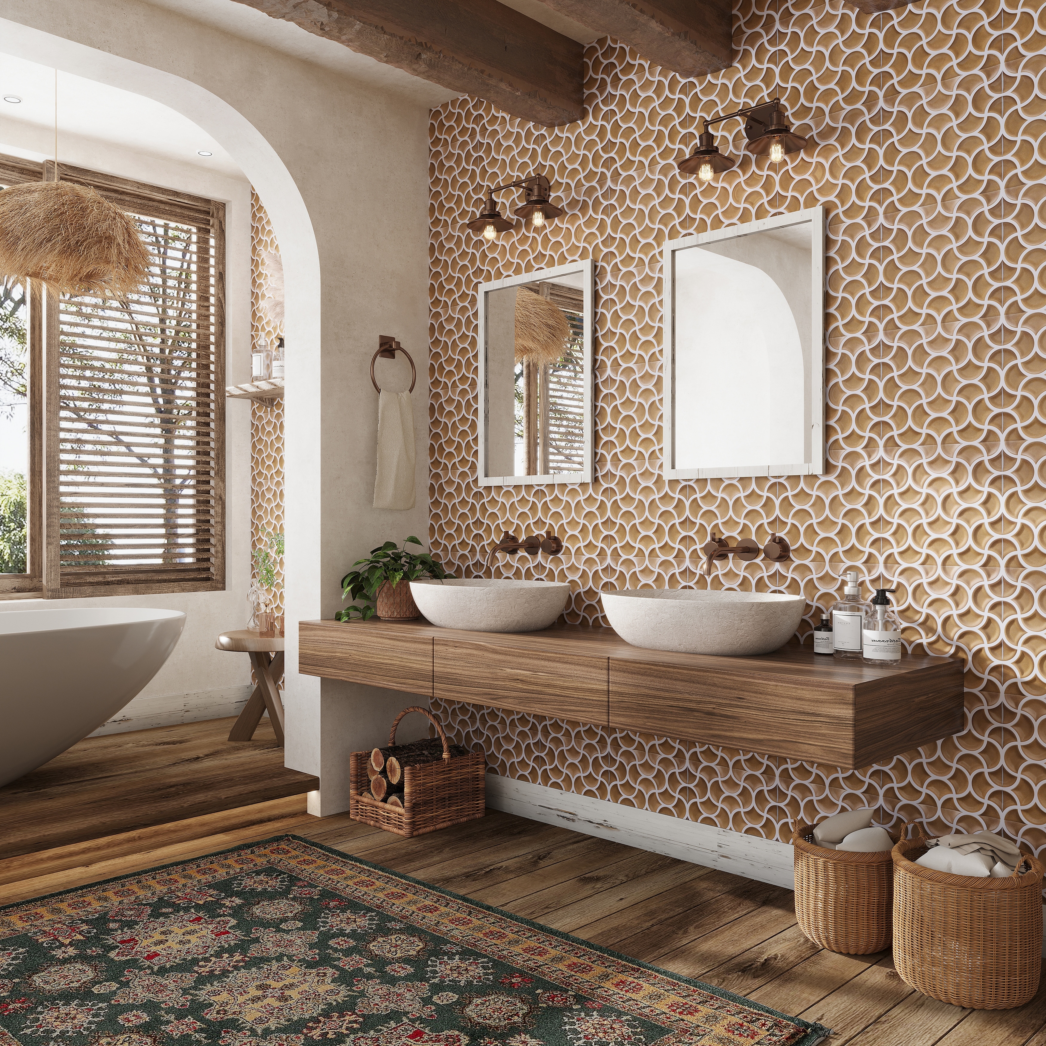 Citadel 13x13 Rustic Terracotta Porcelain Lattice Wall Tile (9.57