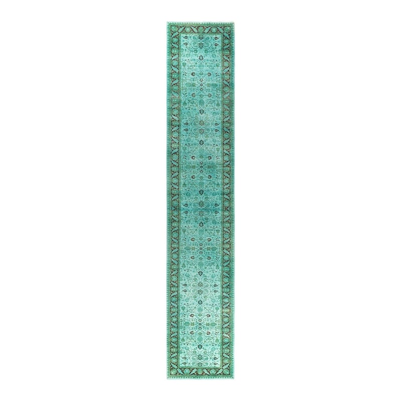 Contemporary Overdyed Wool Hand Knotted Runner - 2' 8" x 14' 4"